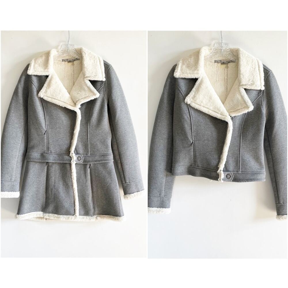 Athleta 2 in 1 Convertible Faux Fur Moto Jacket